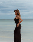 Espresso Brown Bamboo Rib Maxi Lounge Dress