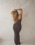 Espresso Brown Bamboo Rib Maxi Lounge Dress