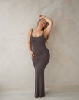 Espresso Brown Bamboo Rib Maxi Lounge Dress