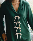 Deep Forest Bow Long Sleeve shirt style