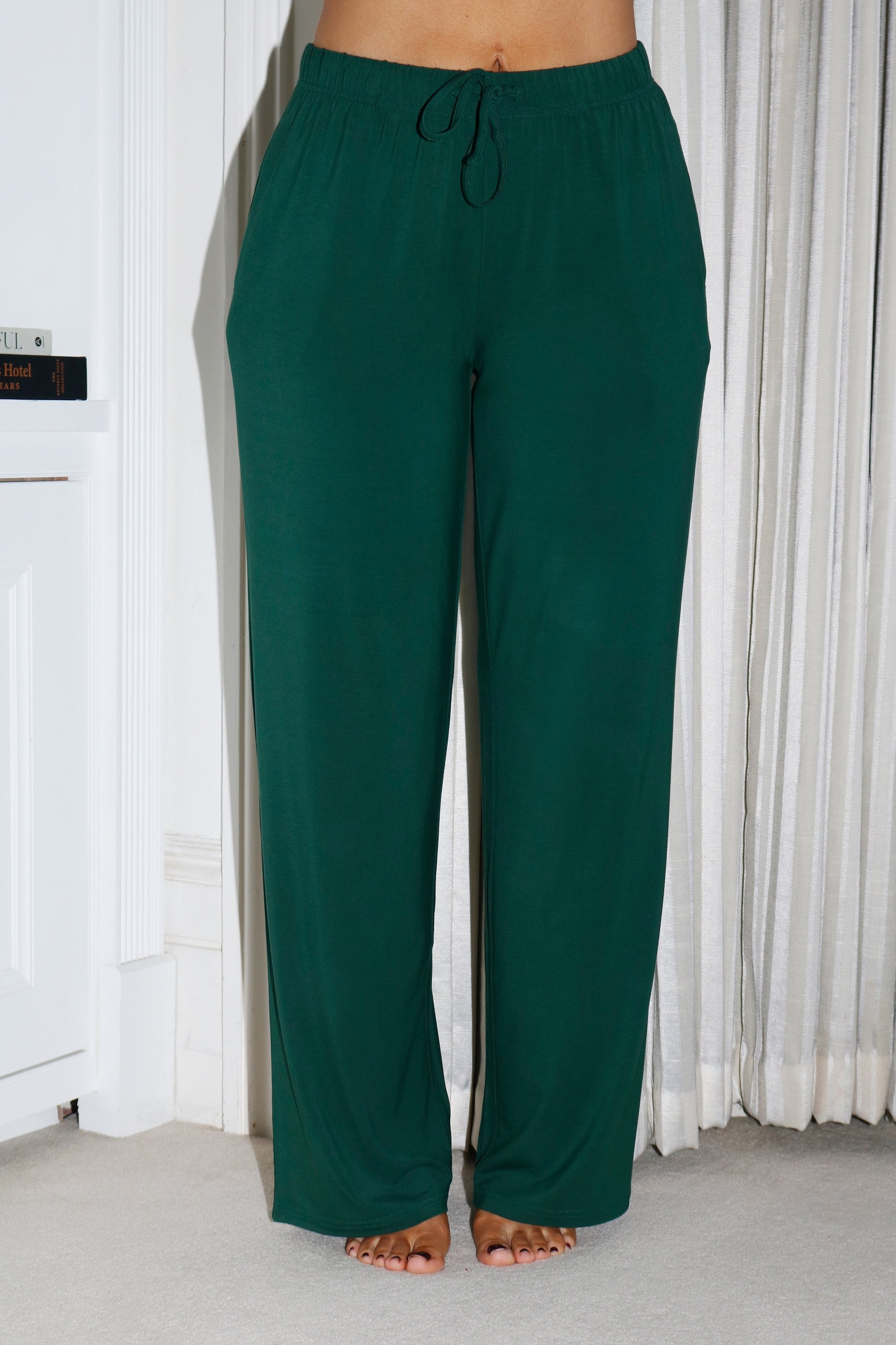 Deep Forest straight leg drawstring trousers