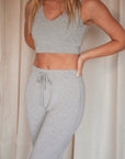 Pebble Grey cuffed drawstring trousers