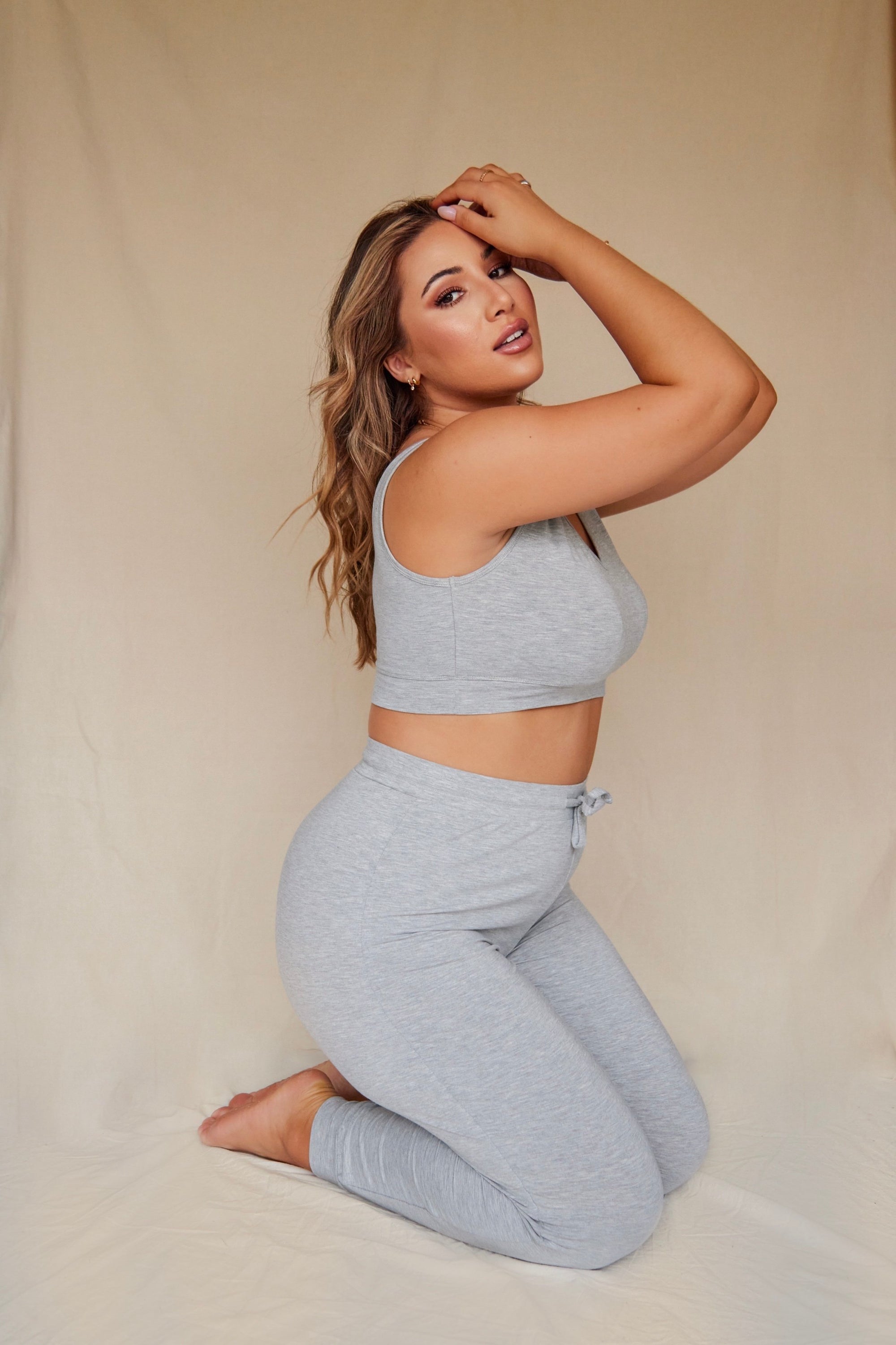 Pebble Grey cuffed drawstring trousers