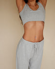 Pebble Grey cuffed drawstring trousers