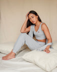 Pebble Grey cuffed drawstring trousers