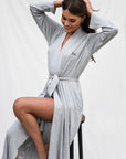 Pebble Grey Long Belted Robe
