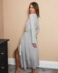 Pebble Grey Long Belted Robe