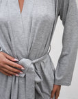 Pebble Grey Long Belted Robe