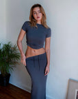 Charcoal Grey drawstring bamboo maxi lounge skirt