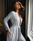 Pebble Grey Short Belted Robe