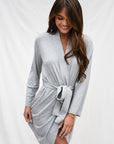 Pebble Grey Short Belted Robe
