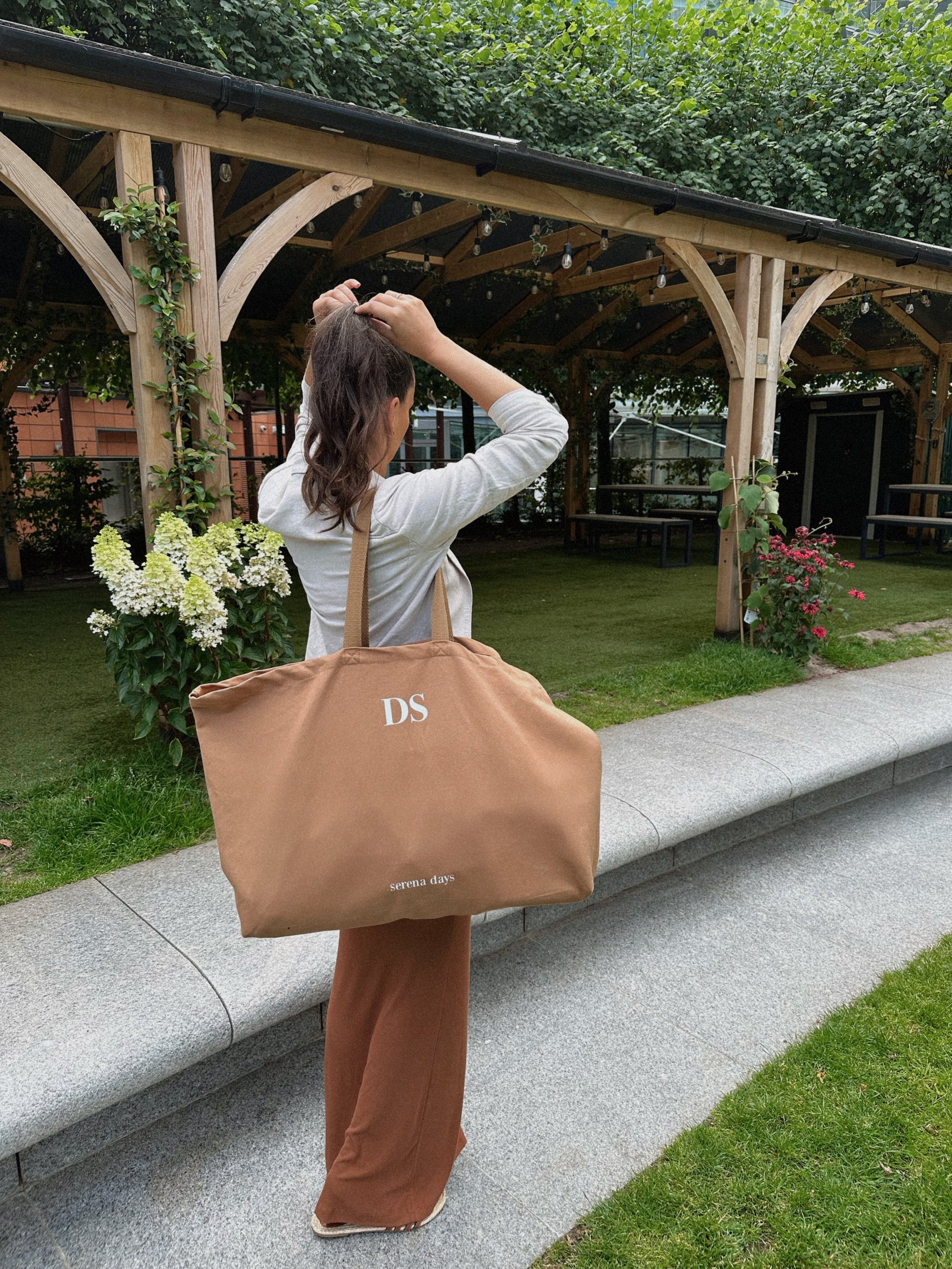 Serena Days Oversized Tan Canvas Tote