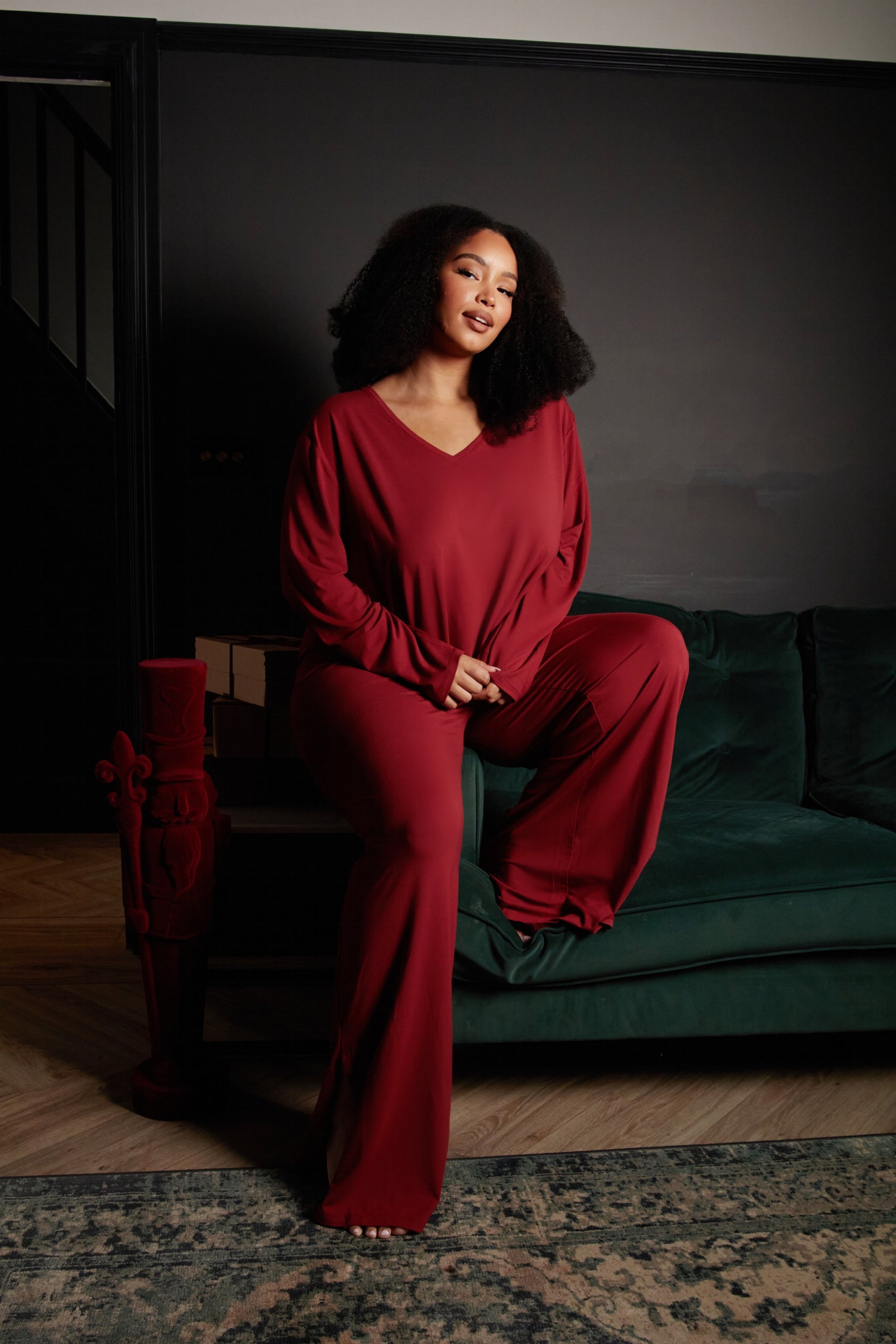 LIMITED EDITION Rich Merlot drawstring wide-leg trousers