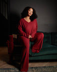 LIMITED EDITION Rich Merlot drawstring wide-leg trousers