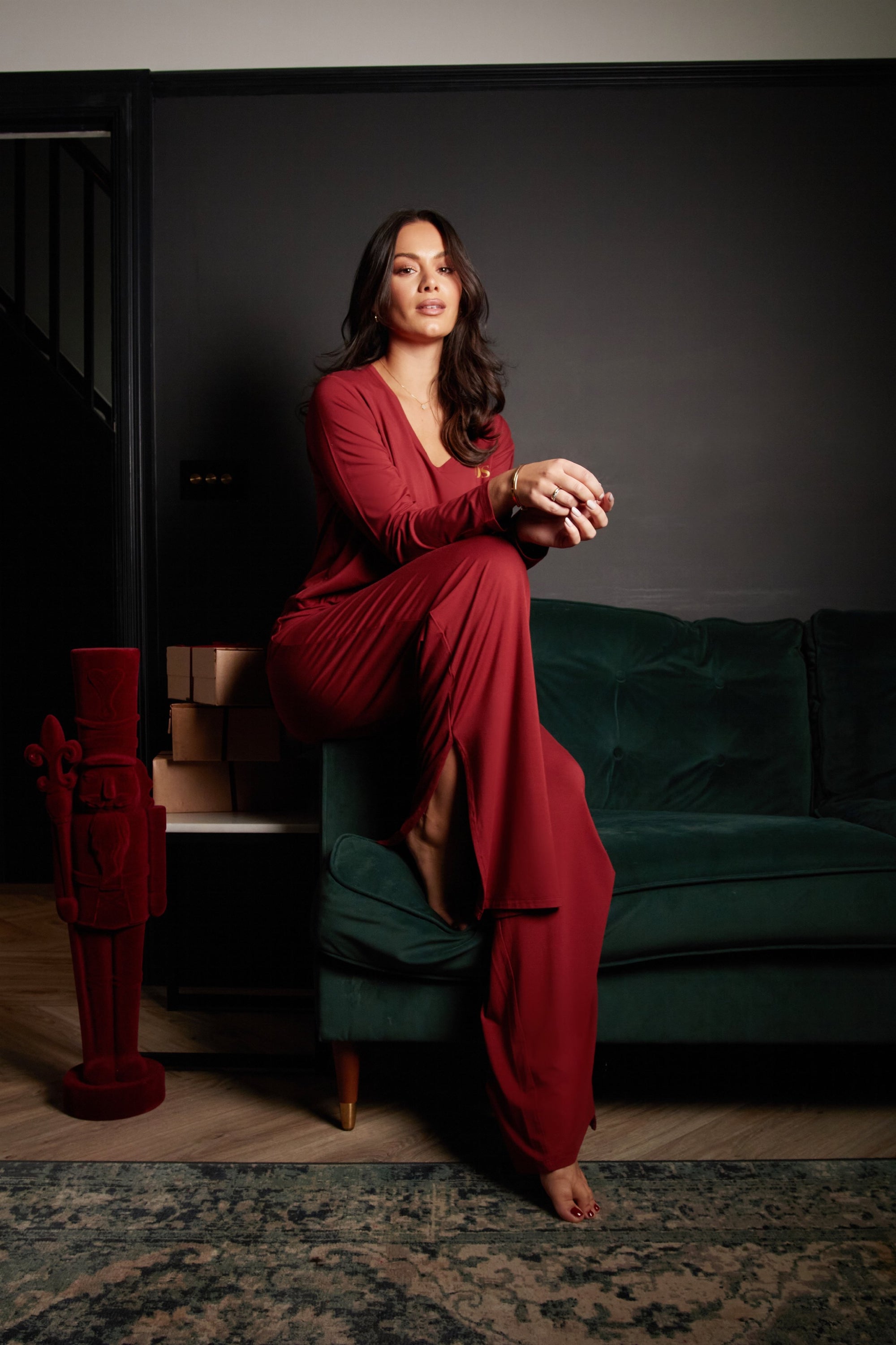 LIMITED EDITION Rich Merlot drawstring wide-leg trousers