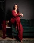 LIMITED EDITION Rich Merlot drawstring wide-leg trousers