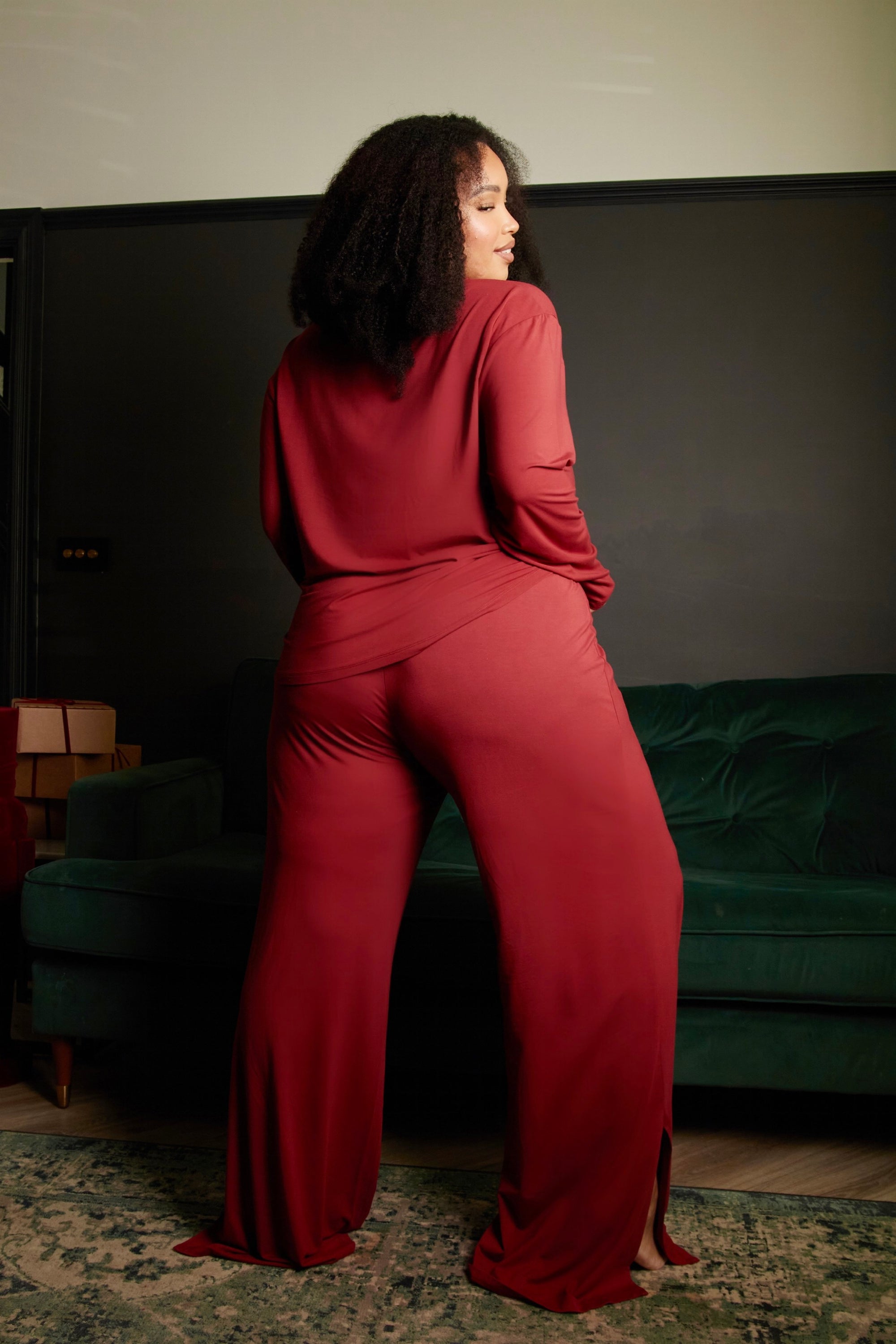 LIMITED EDITION Rich Merlot drawstring wide-leg trousers