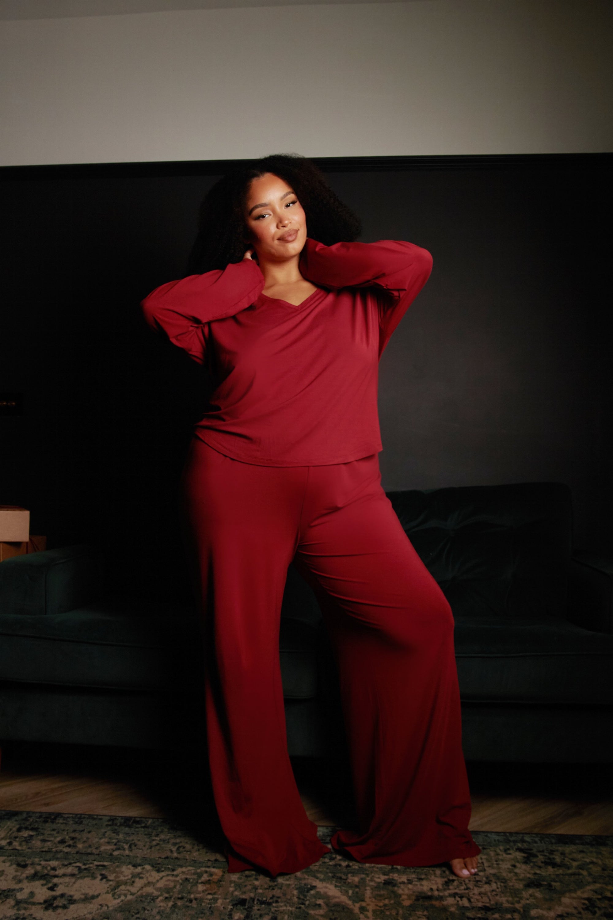 LIMITED EDITION Rich Merlot drawstring wide-leg trousers