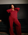 LIMITED EDITION Rich Merlot drawstring wide-leg trousers