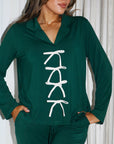 Deep Forest Bow Long Sleeve shirt style