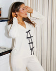 Soft Ivory Bow Long Sleeve shirt style
