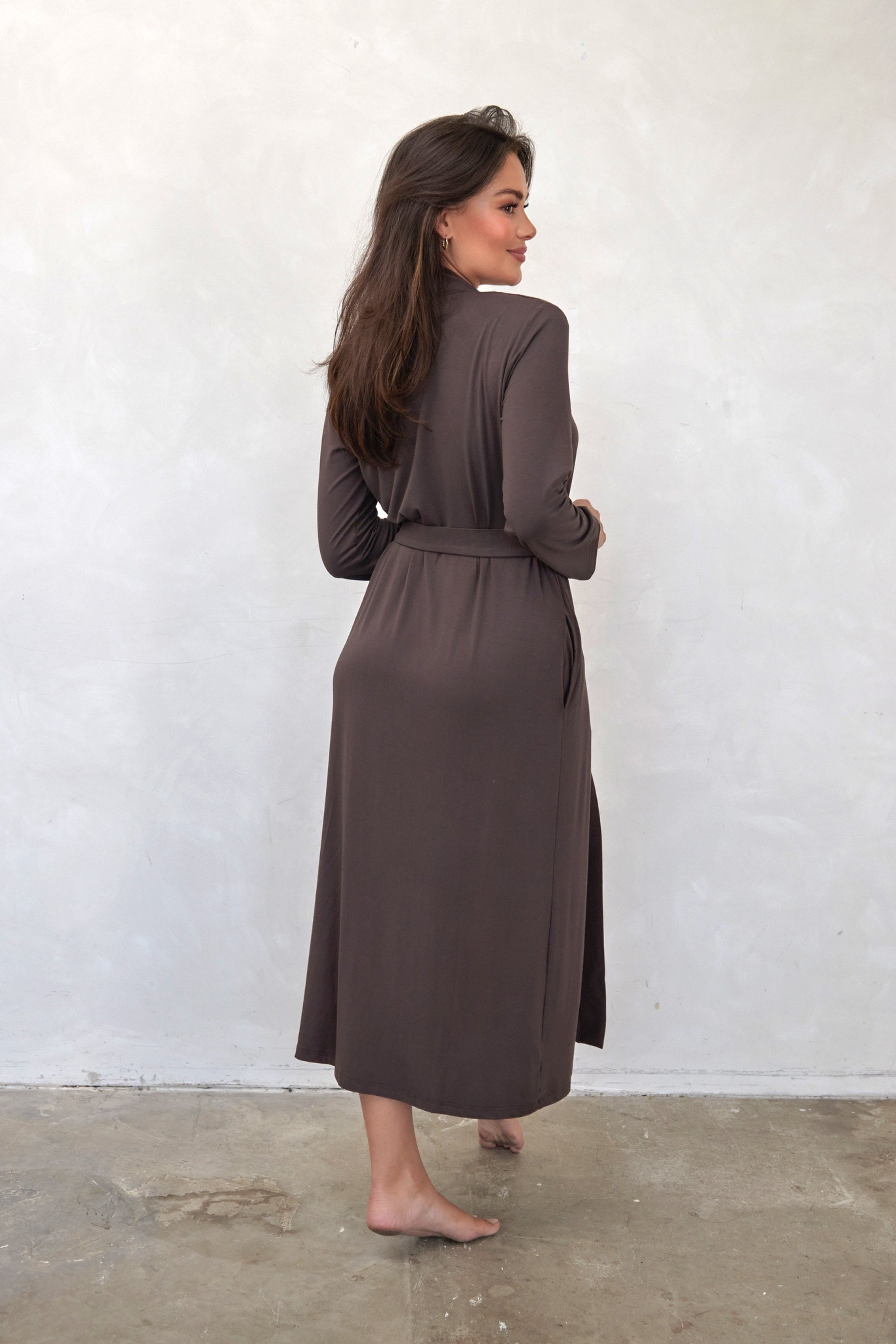 LIMITED EDITION Espresso Brown Long Belted Robe