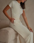 Soft Ivory Sculpt round neck t-shirt