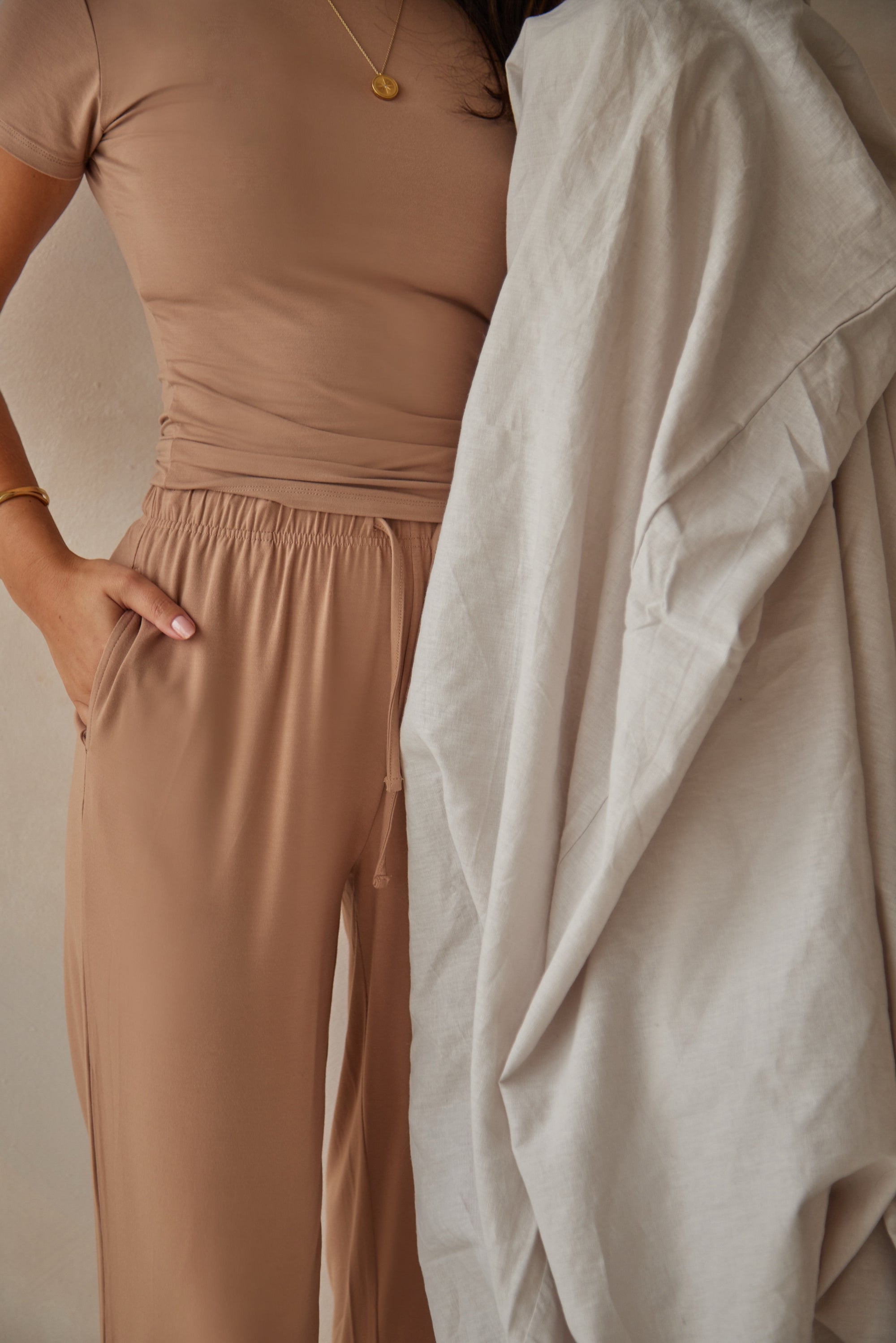 Spiced Chai straight leg drawstring trousers