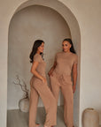 Spiced Chai straight leg drawstring trousers