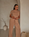 Spiced Chai drawstring wide-leg trousers