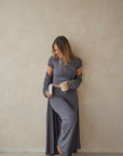 Charcoal Grey straight leg drawstring trousers