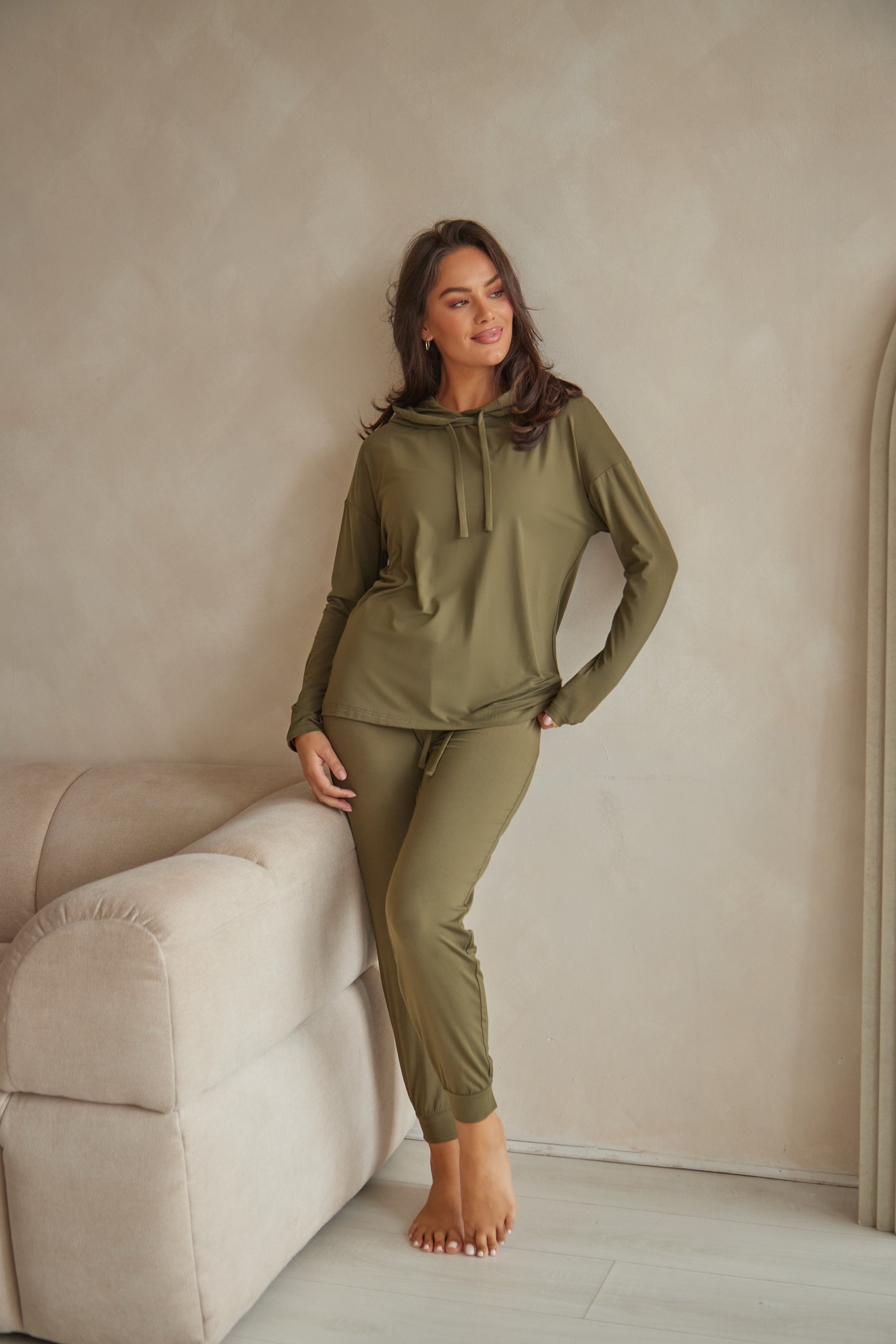 LIMITED EDITION Olive Green cuffed drawstring trousers