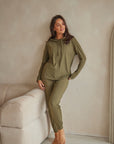 LIMITED EDITION Olive Green cuffed drawstring trousers