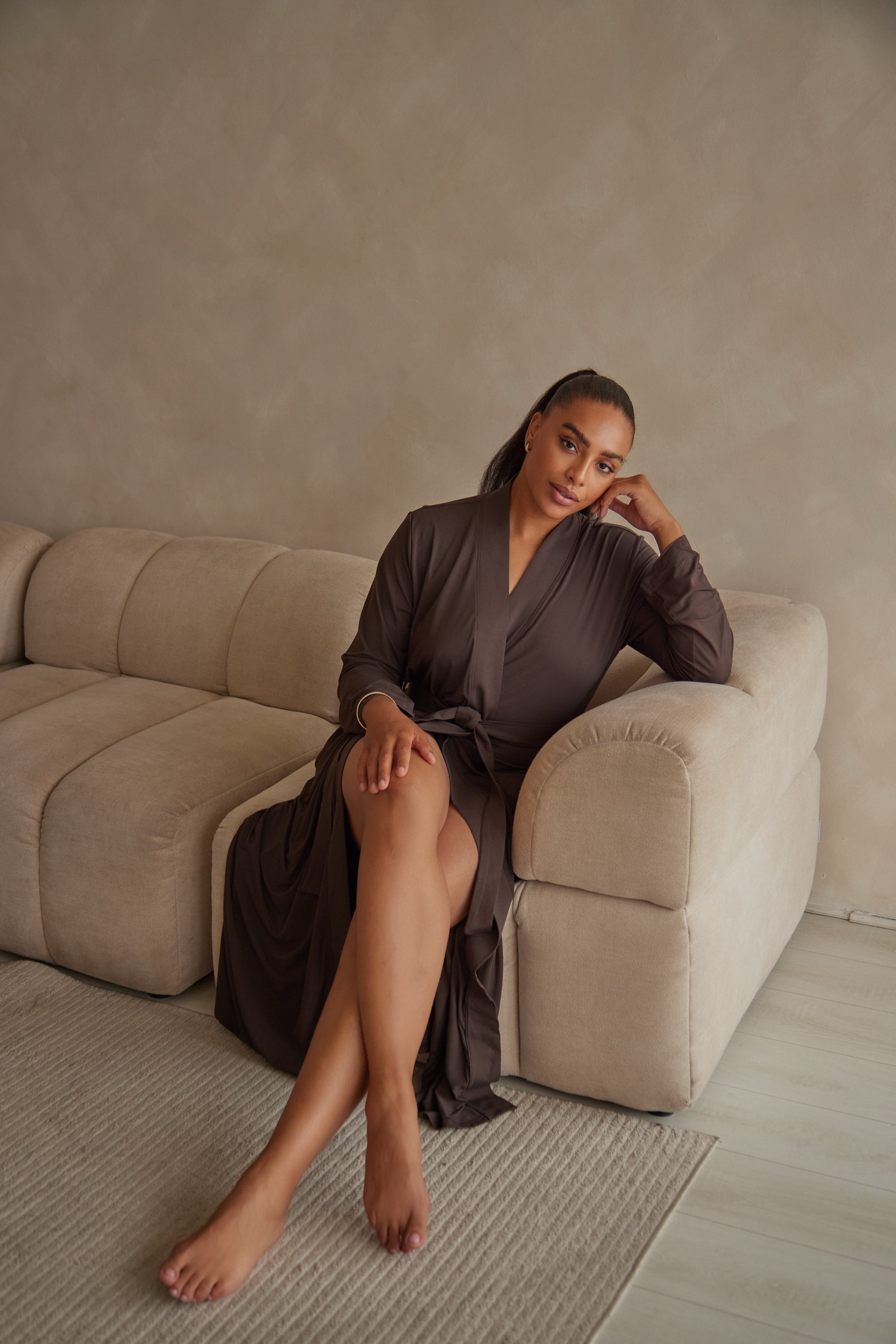 LIMITED EDITION Espresso Brown Long Belted Robe