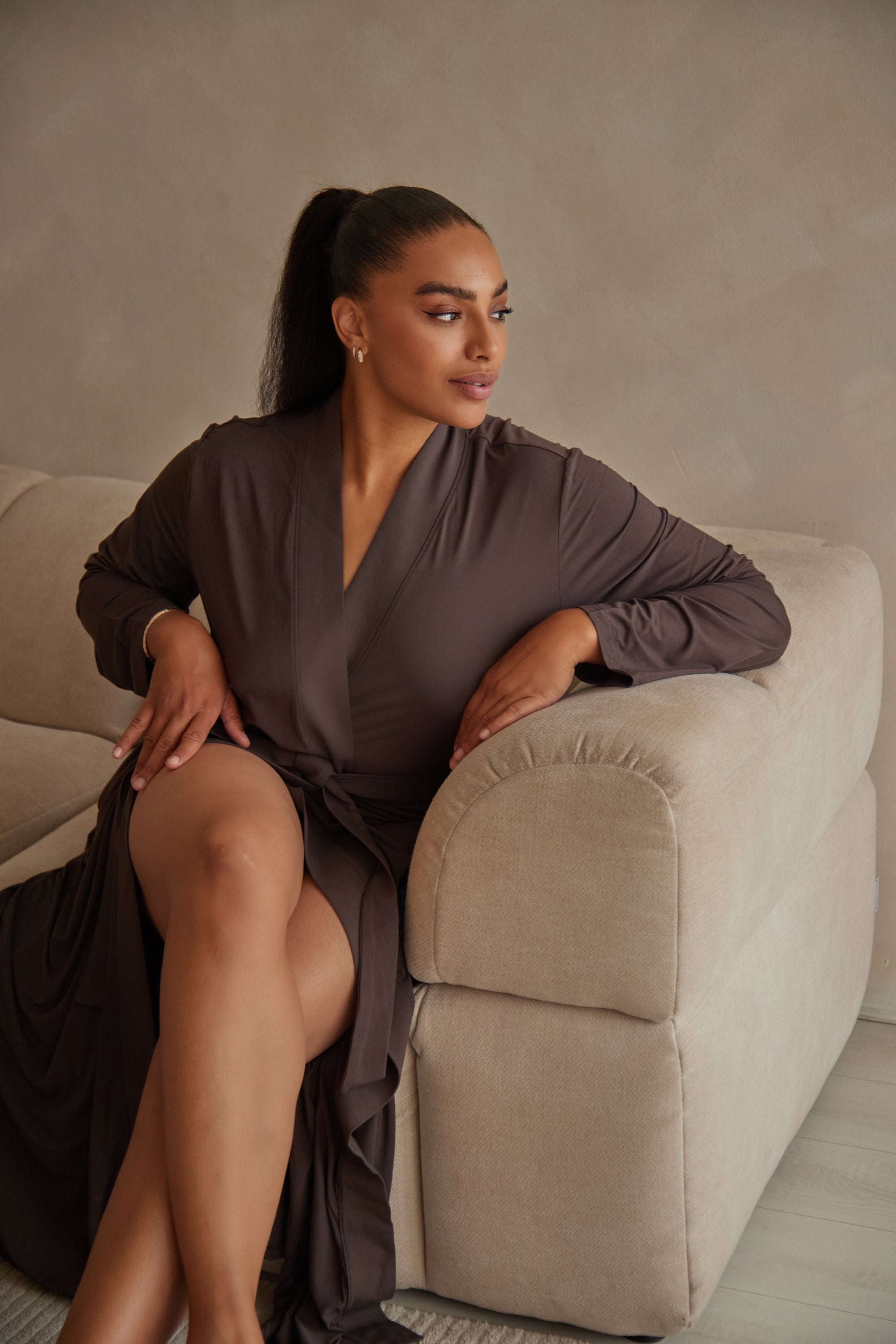 LIMITED EDITION Espresso Brown Long Belted Robe