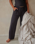 True Black straight leg drawstring trousers