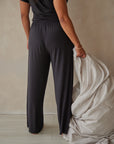 True Black straight leg drawstring trousers