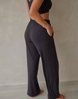 True Black straight leg drawstring trousers