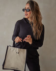 True Black straight leg drawstring trousers