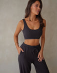 True Black straight leg drawstring trousers