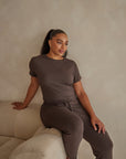 LIMITED EDITION Espresso Brown cuffed drawstring trousers