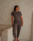 LIMITED EDITION Espresso Brown cuffed drawstring trousers