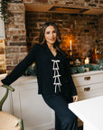 True Black Bow Long Sleeve shirt style