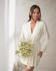 Bridal Soft Ivory Short Belted Robe