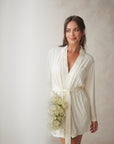 Bridal Soft Ivory Short Belted Robe