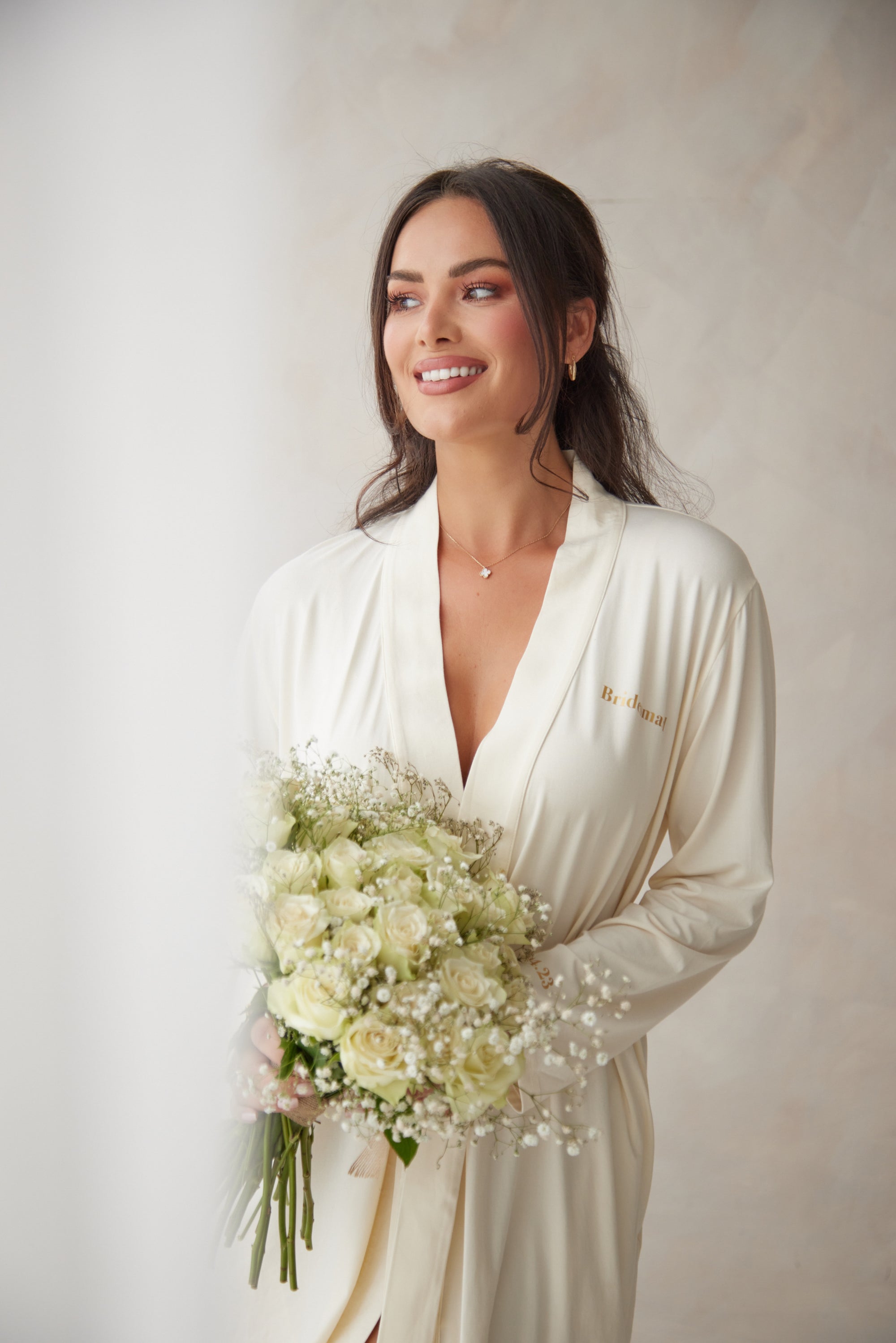 Bridal Soft Ivory Short Belted Robe