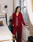 Rich Merlot Bow Long Sleeve shirt style