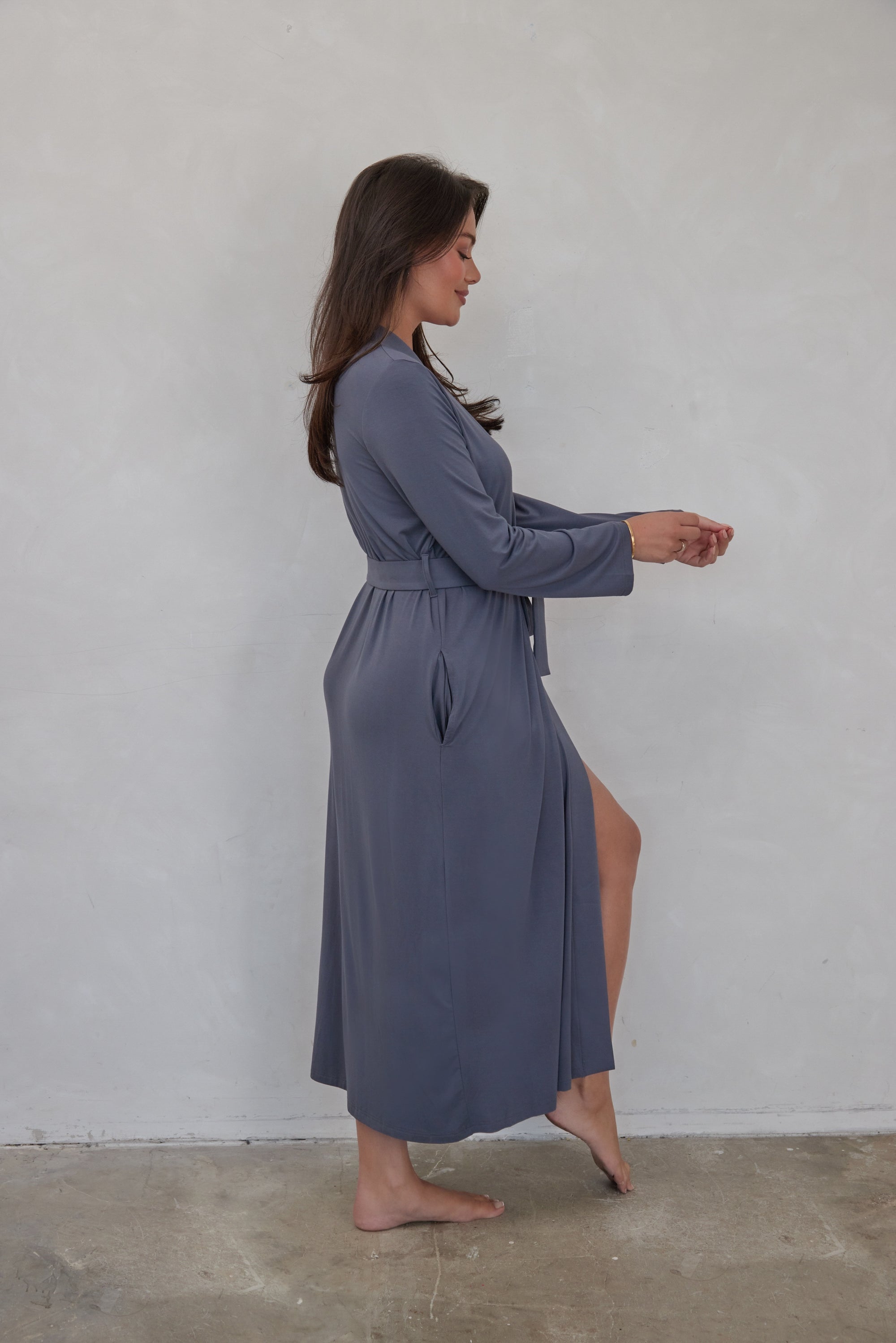LIMITED EDITION Charcoal Grey Long Belted Robe