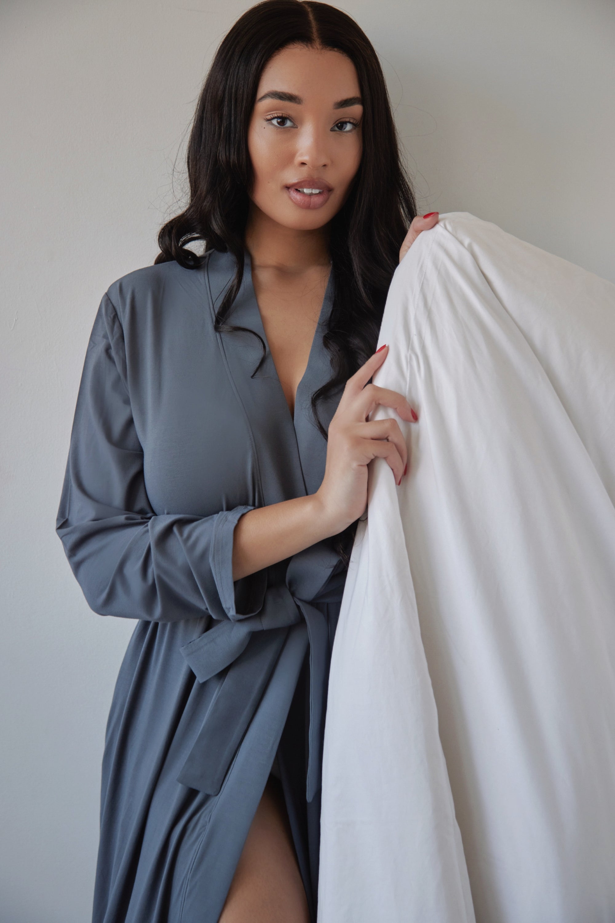 LIMITED EDITION Charcoal Grey Long Belted Robe