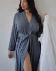 LIMITED EDITION Charcoal Grey Long Belted Robe